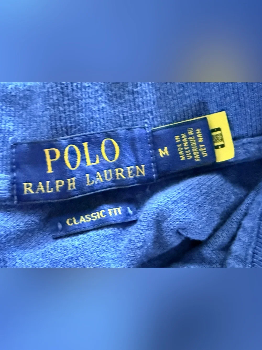 Ralph Lauren Blue Polo Shirt with Yellow Logo Stitching